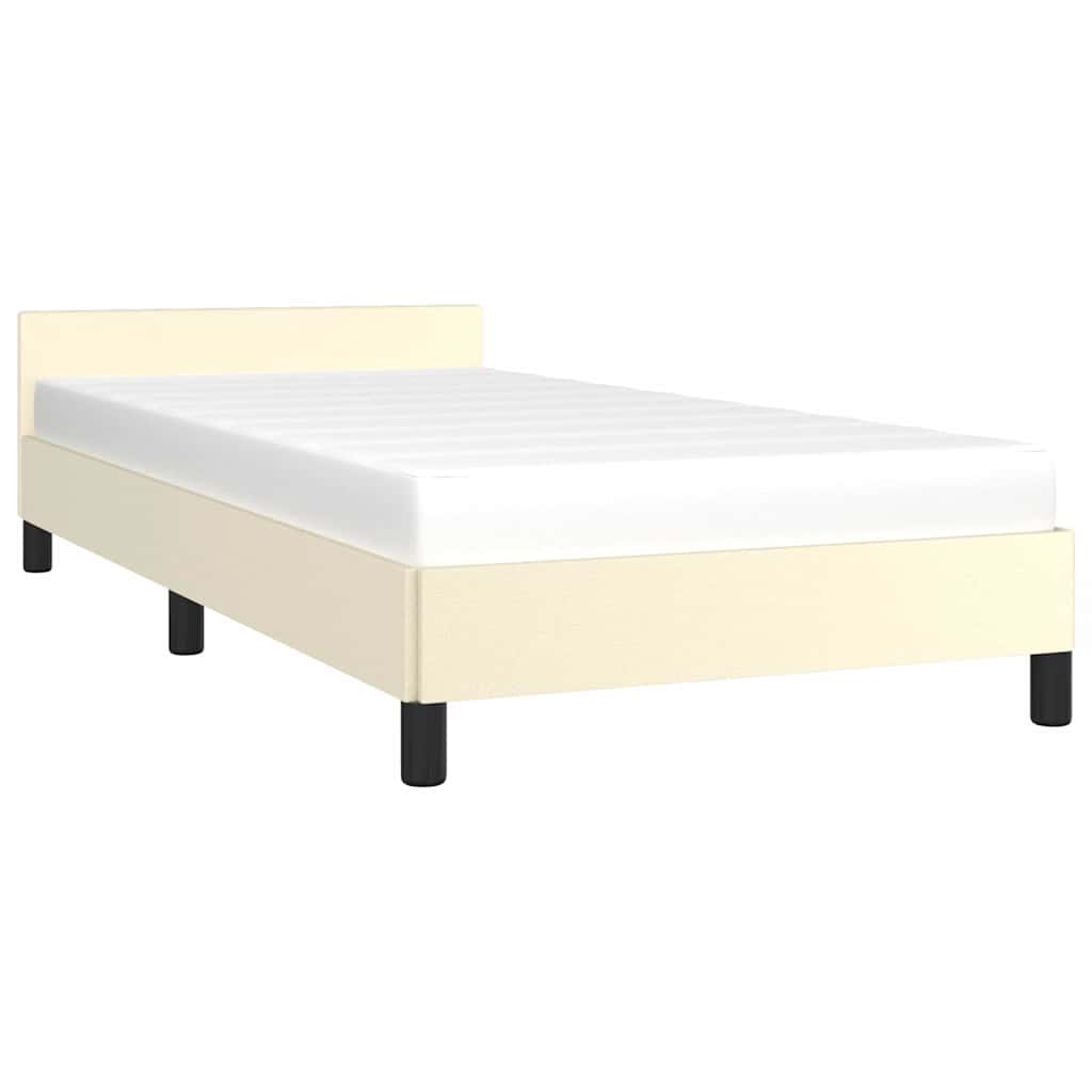 Vidaxl bedframe met hoofdeinde zonder matras 90x200 cm crèmekleurig