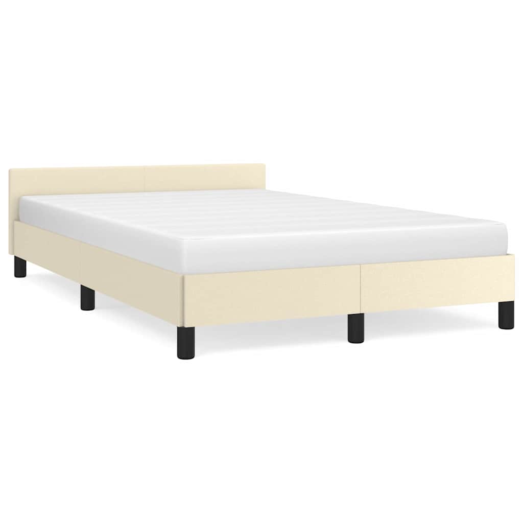 Vidaxl bedframe met hoofdeinde zonder matras 120x200 cm crèmekleurig