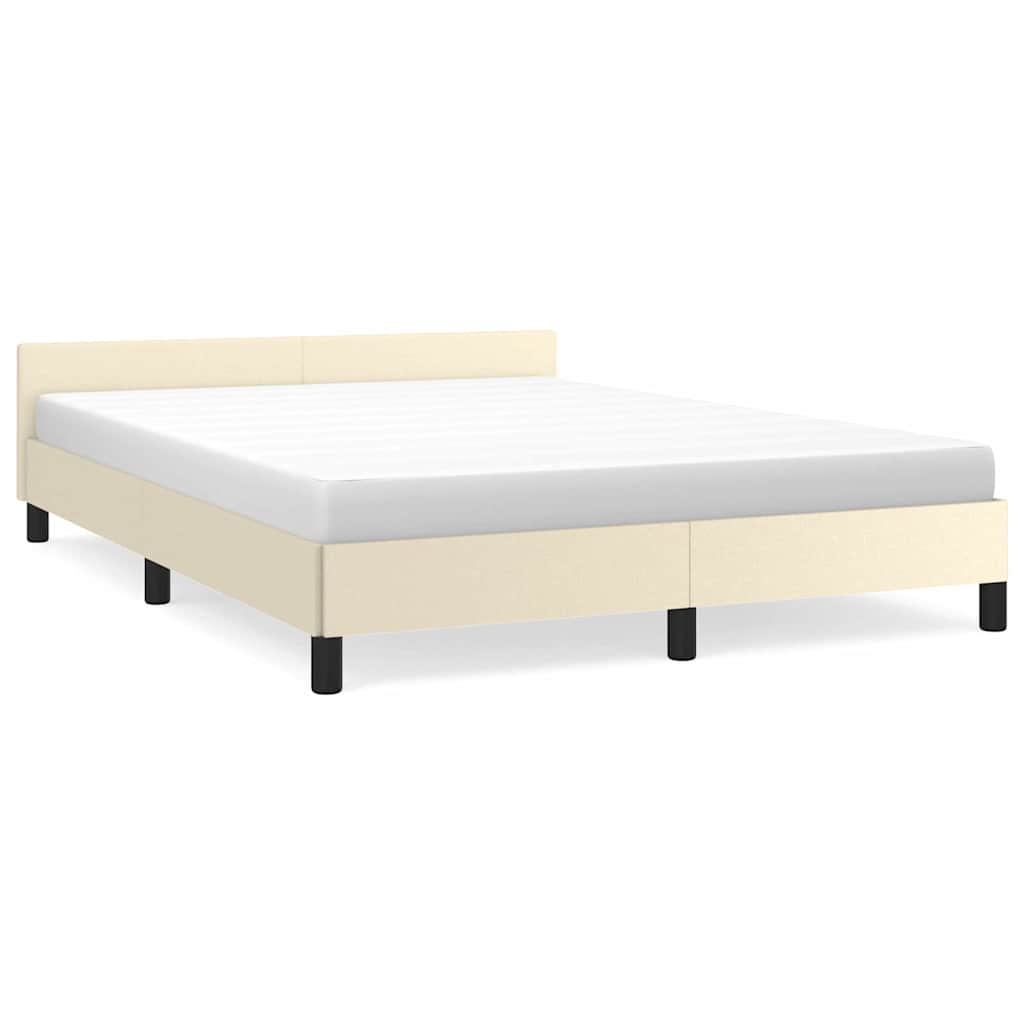 Vidaxl bedframe met hoofdeinde zonder matras 140x200 cm crèmekleurig