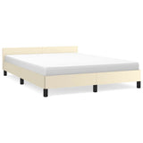 Vidaxl bedframe met hoofdeinde zonder matras 140x200 cm crèmekleurig