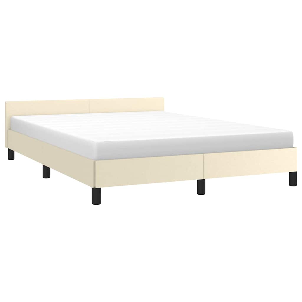 Vidaxl bedframe met hoofdeinde zonder matras 140x200 cm crèmekleurig