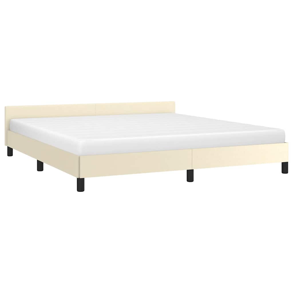 Vidaxl bedframe met hoofdeinde zonder matras 160x200 cm crèmekleurig