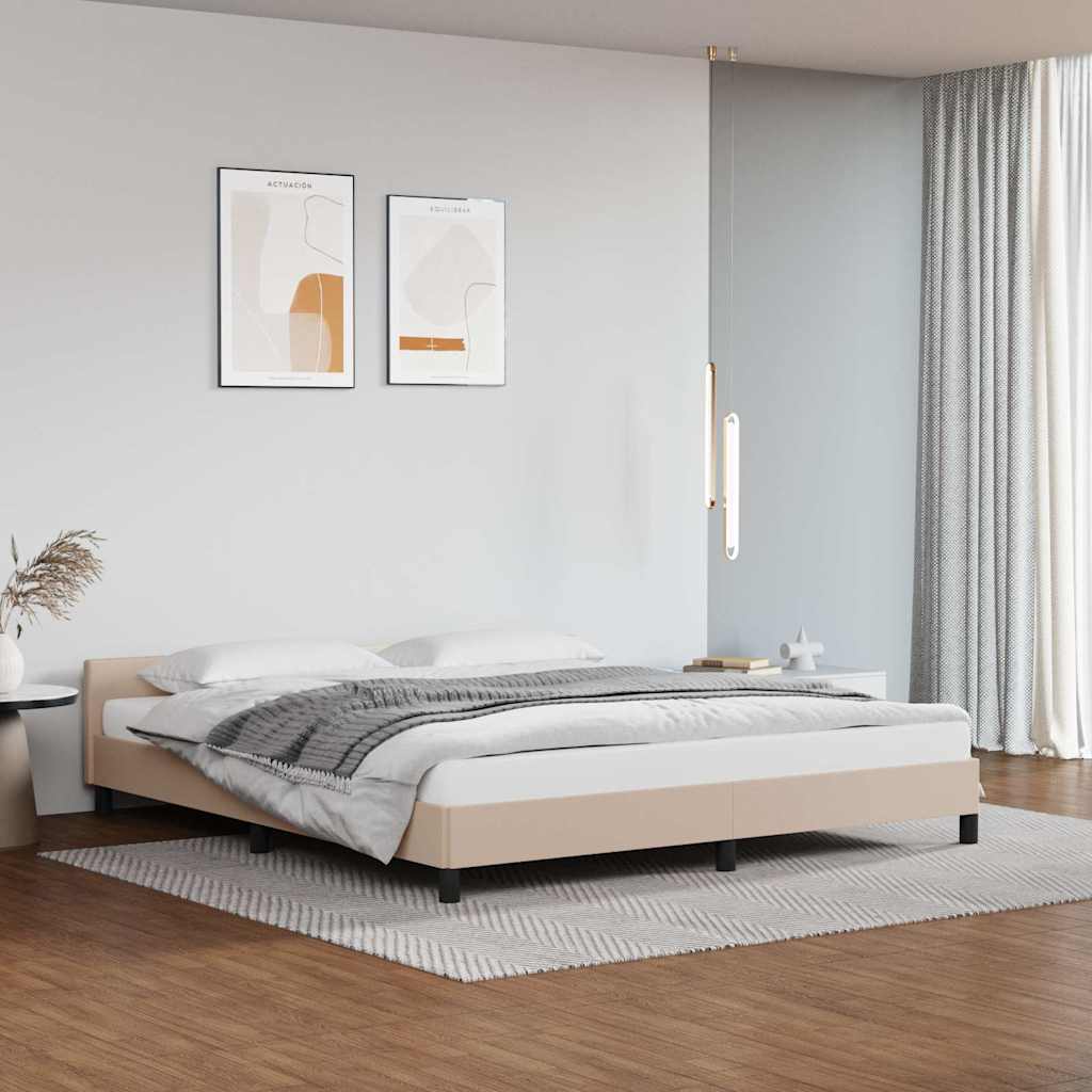 Vidaxl bedframe met hoofdeinde zonder matras cappuccino 160x200 cm