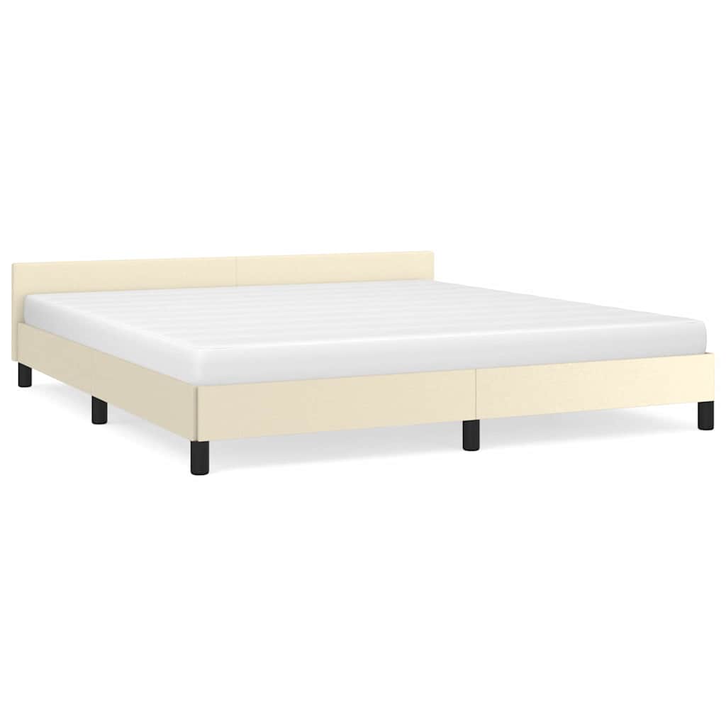 Vidaxl bedframe met hoofdeinde zonder matras 180x200 cm crèmekleurig