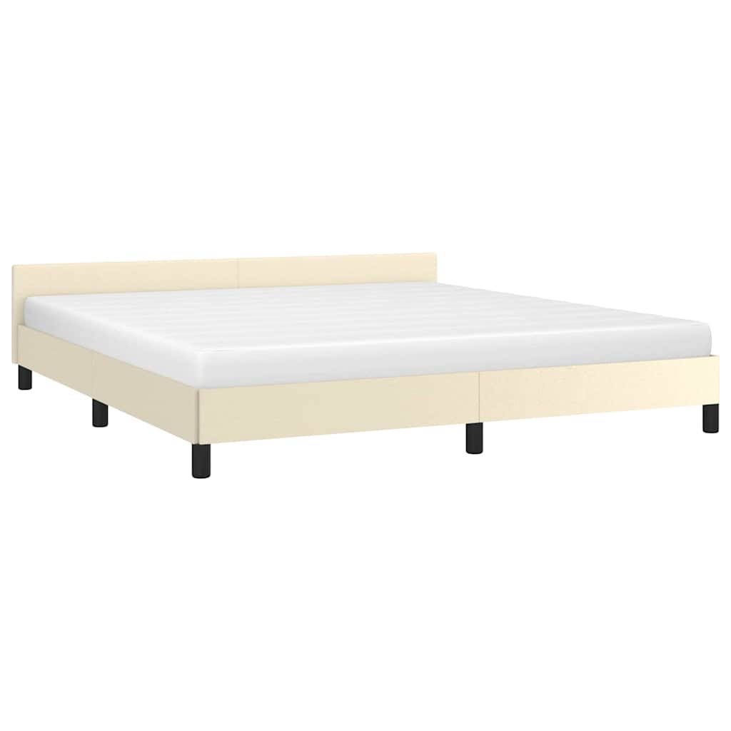 Vidaxl bedframe met hoofdeinde zonder matras 180x200 cm crèmekleurig