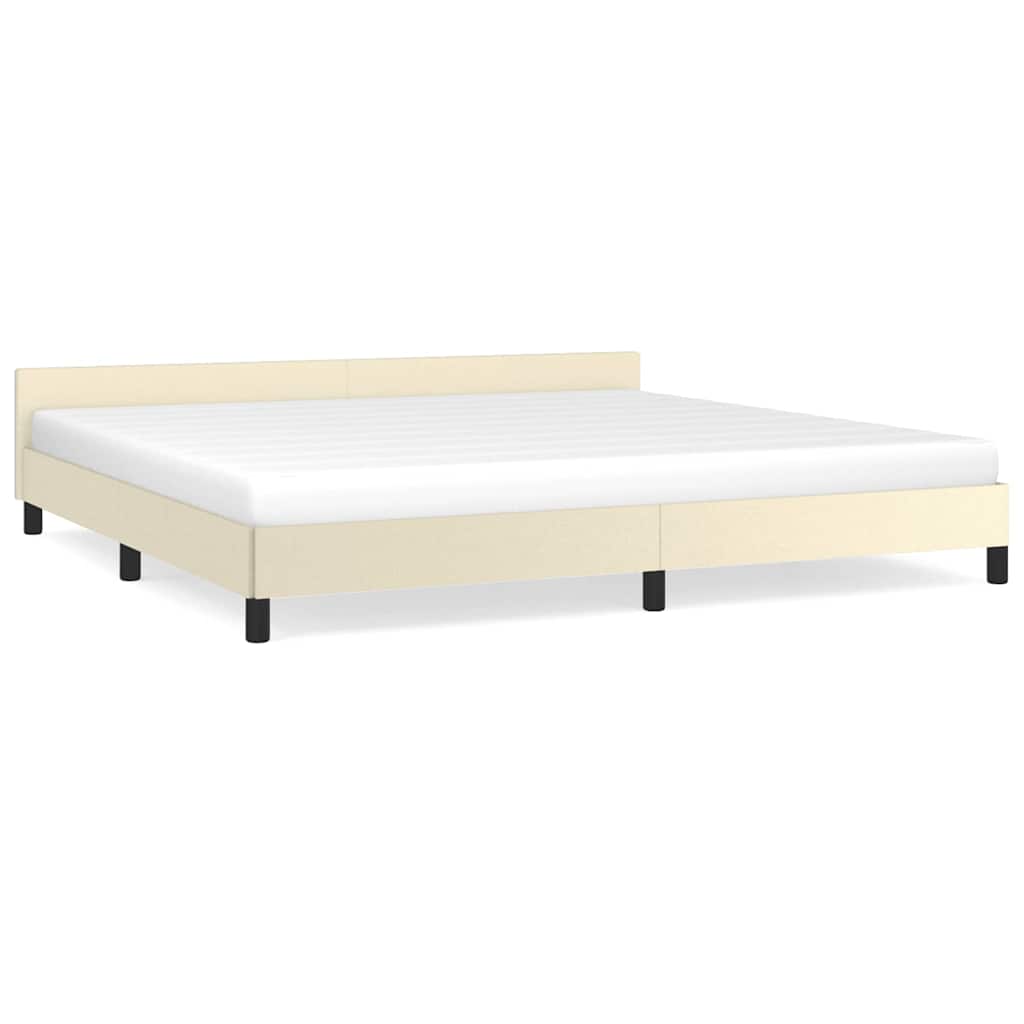 Vidaxl bedframe met hoofdeinde zonder matras 200x200 cm crèmekleurig