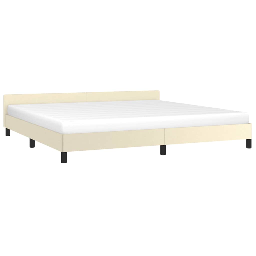 Vidaxl bedframe met hoofdeinde zonder matras 200x200 cm crèmekleurig