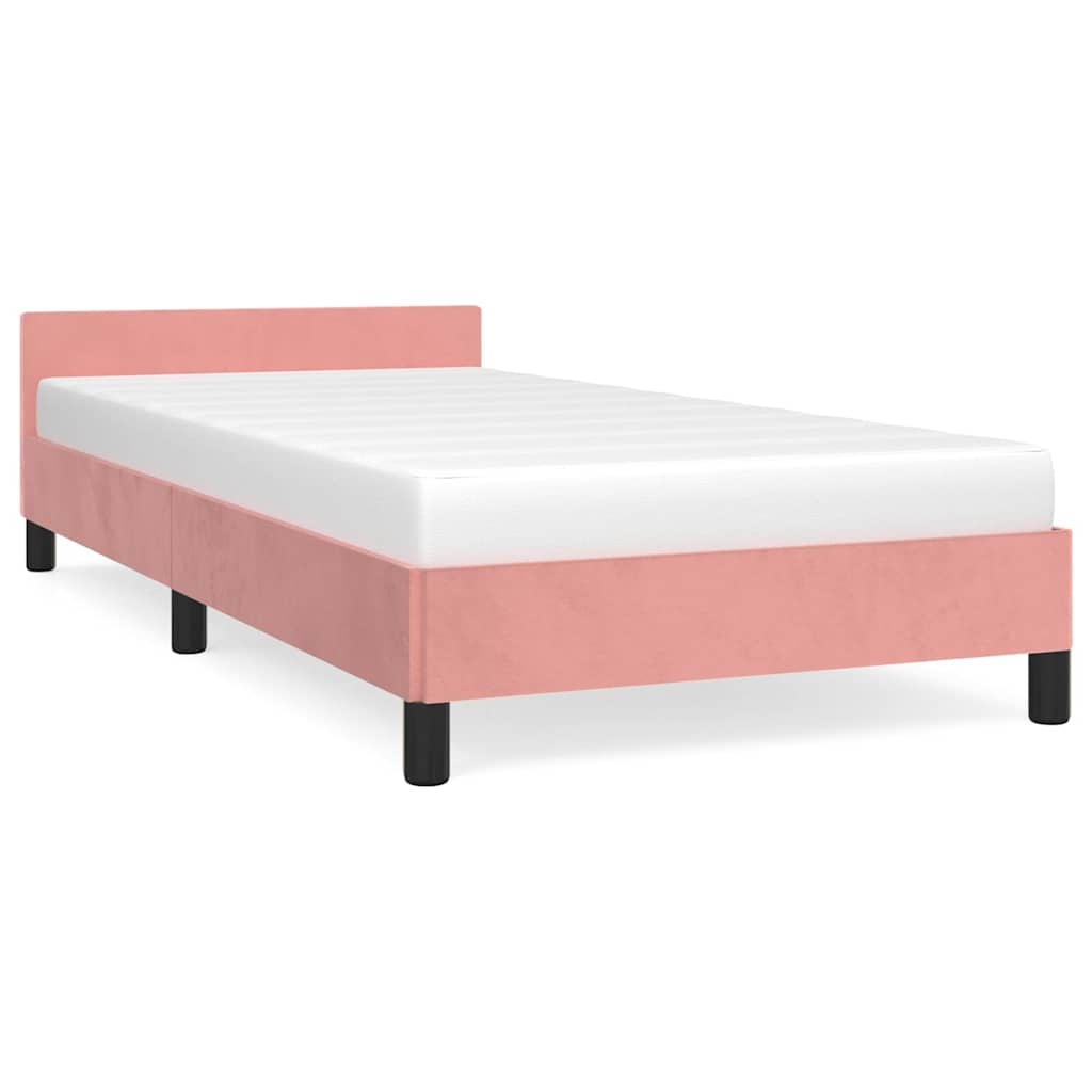 Vidaxl bedframe met hoofdeinde zonder matras 90x200 cm fluweel roze