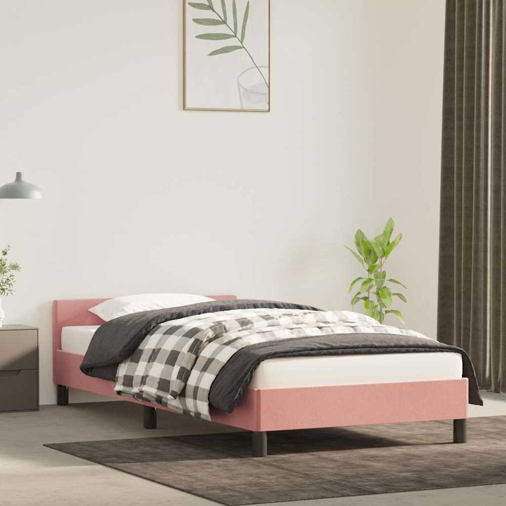 Vidaxl bedframe met hoofdeinde zonder matras 90x200 cm fluweel roze