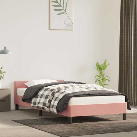 Vidaxl bedframe met hoofdeinde zonder matras 90x200 cm fluweel roze