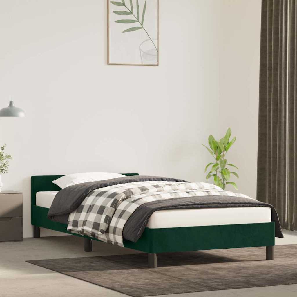 Vidaxl bedframe zonder matras 100x200 cm fluweel donkergroen