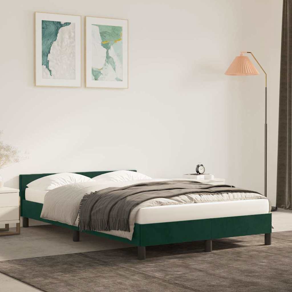 Vidaxl bedframe zonder matras 120x200 cm fluweel donkergroen