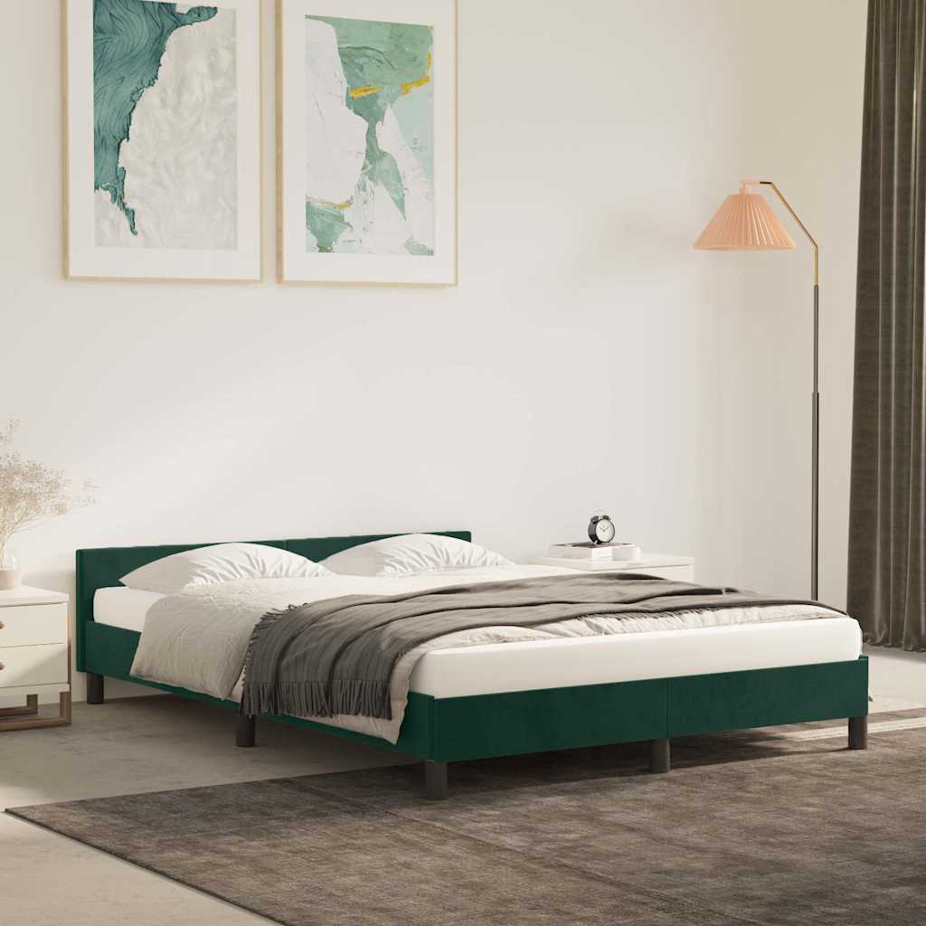 Vidaxl bedframe zonder matras 140x190 cm fluweel donkergroen