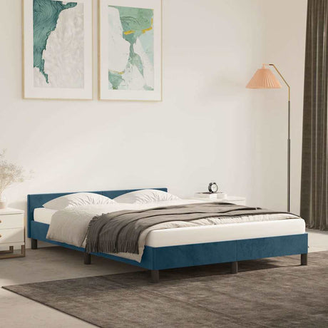 Vidaxl bedframe zonder matras 140x190 cm fluweel donkerblauw