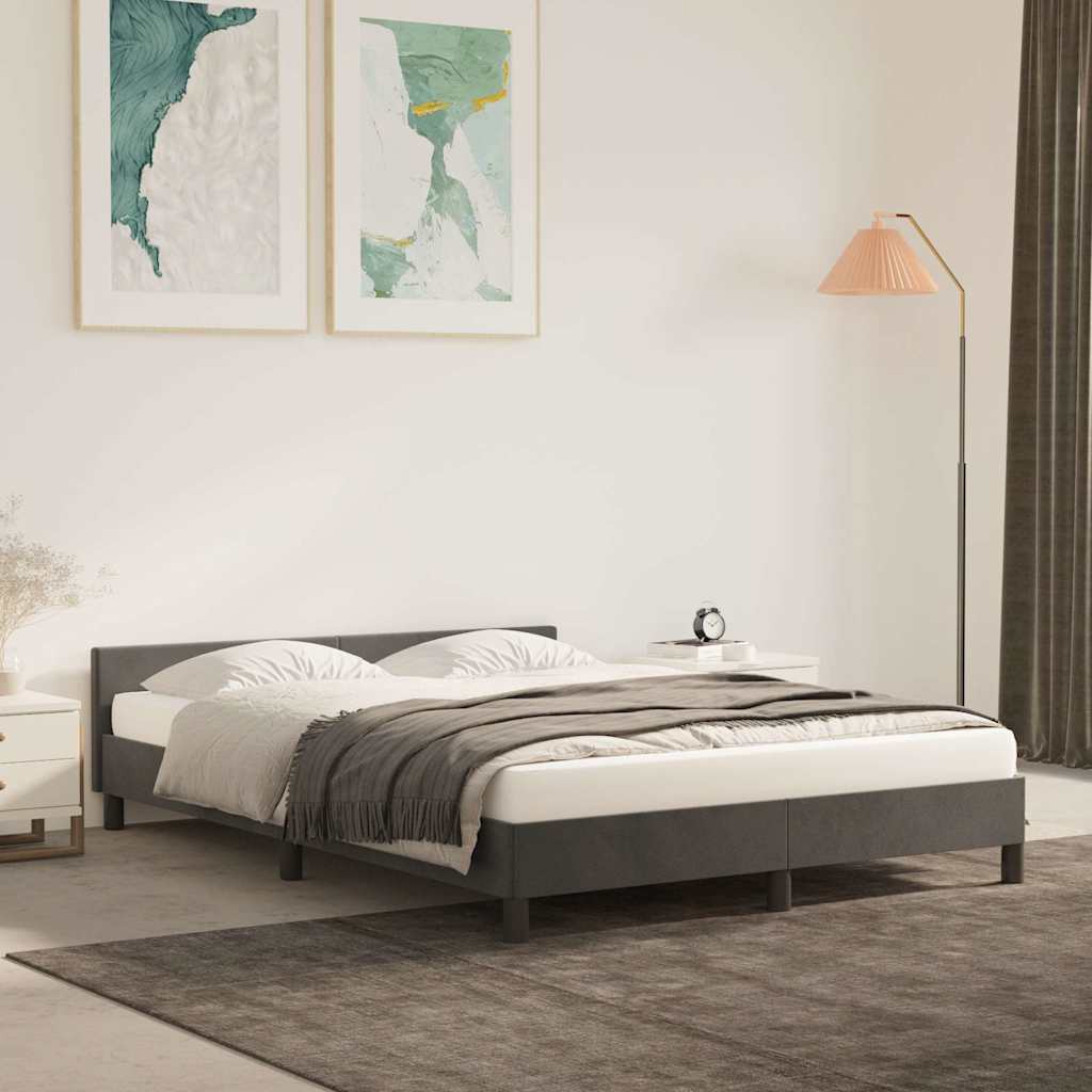 Vidaxl bedframe zonder matras 140x200 cm fluweel donkergrijs