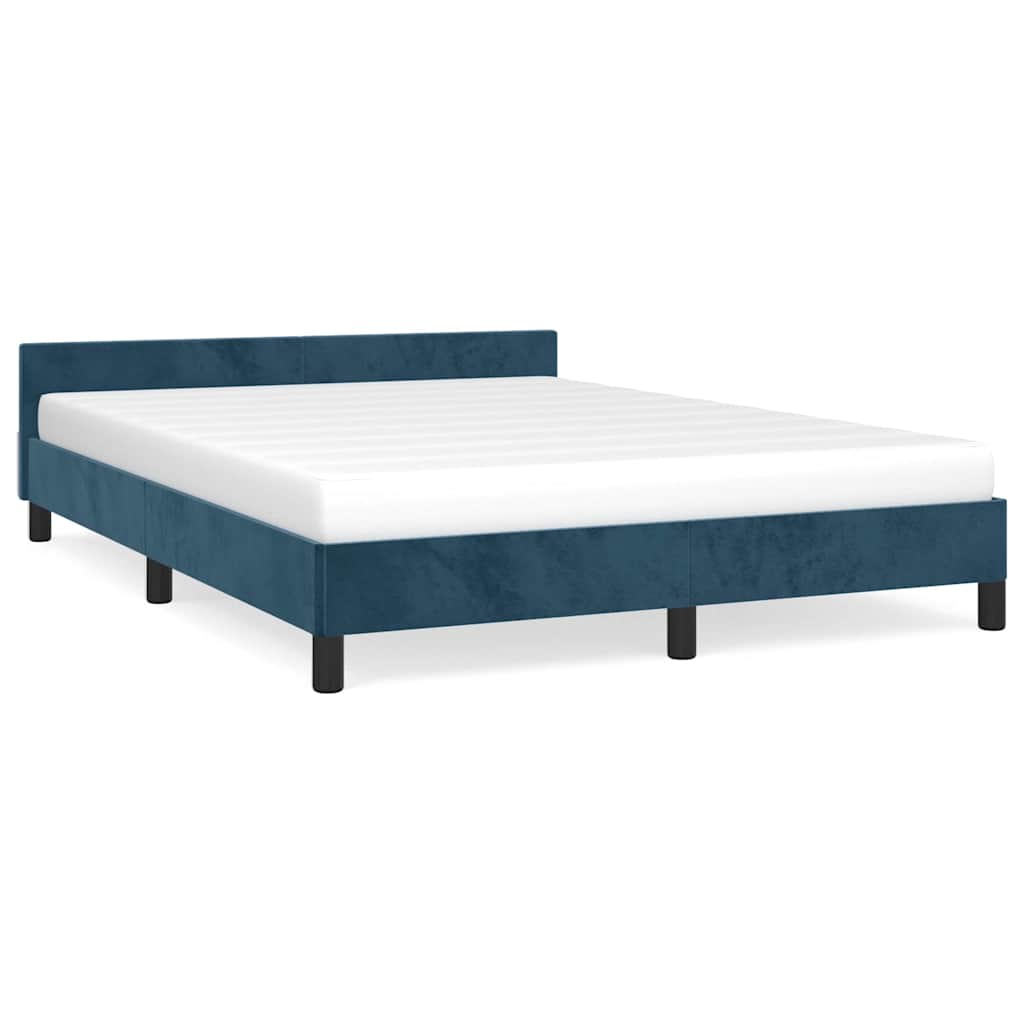 Vidaxl bedframe zonder matras 140x200 cm fluweel donkerblauw