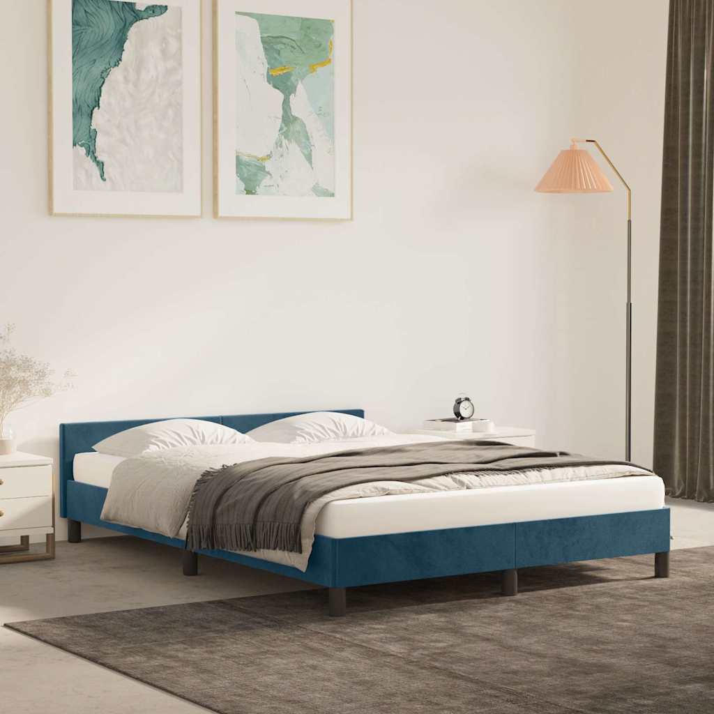 Vidaxl bedframe zonder matras 140x200 cm fluweel donkerblauw