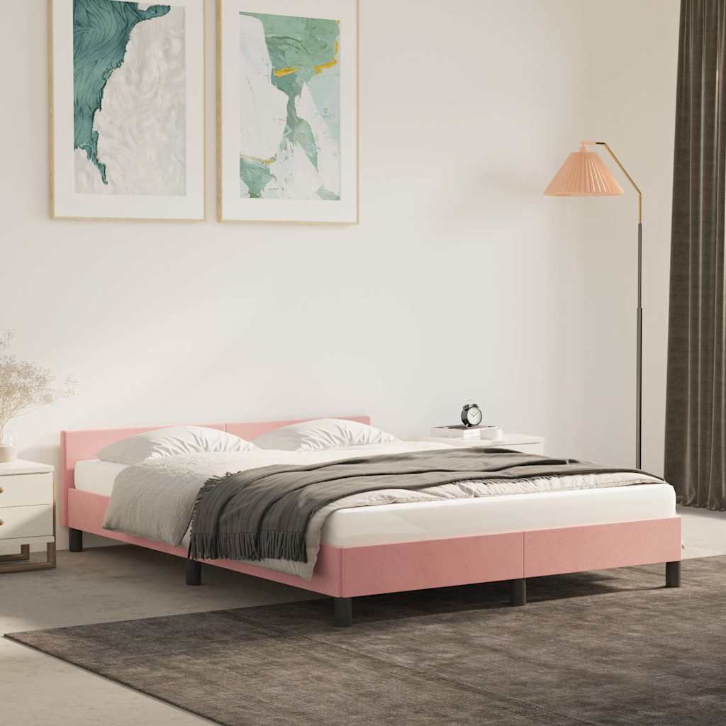 Vidaxl bedframe met hoofdeinde zonder matras 140x200 cm fluweel roze