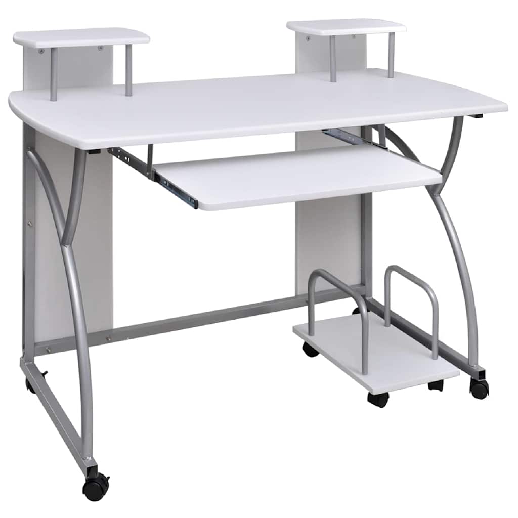 Vidaxl computerbureau 110x52x88,5 cm bewerkt hout wit