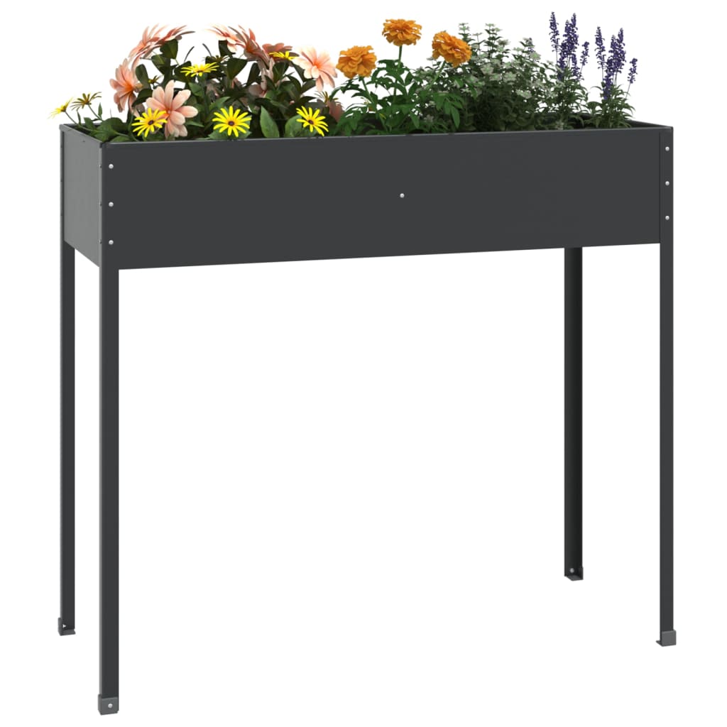 Vidaxl Planter 100.5x40,5x90 cm pocinkane jeklene antracitne barve