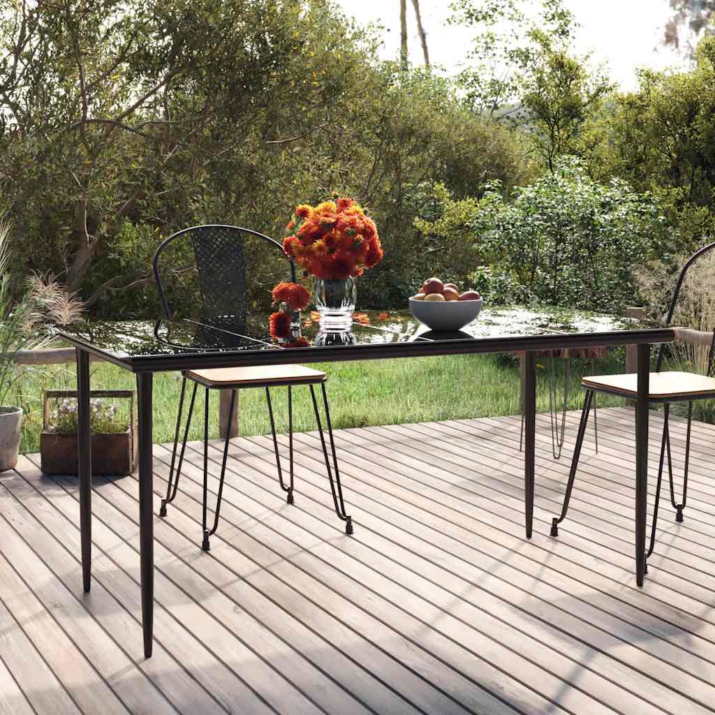 Vidaxl tuintafel 160x80x74 cm staal en gehard glas zwart