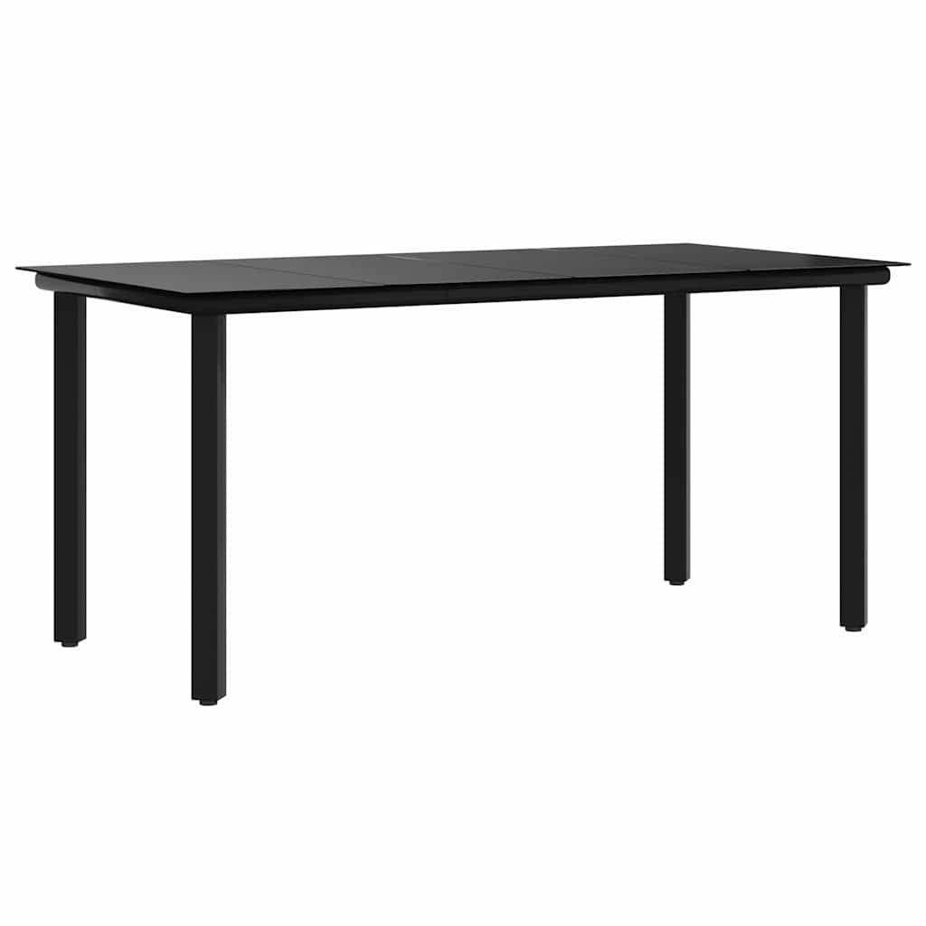 Vidaxl tuintafel 160x80x74 cm staal en gehard glas zwart