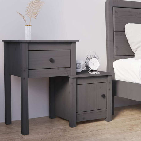 Vidaxl nachtkastje 79,5x38x65,5 cm massief grenenhout grijs