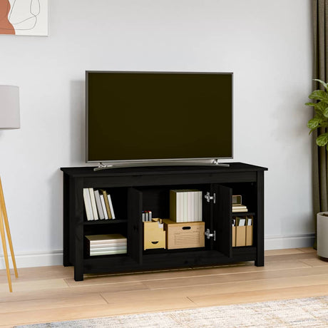 Vidaxl tv-meubel 103x36,5x52 cm massief grenenhout zwart