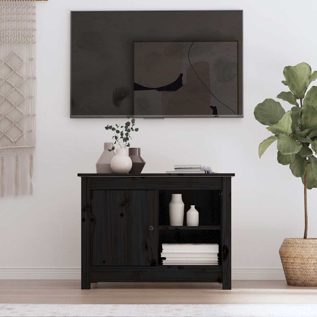 Vidaxl tv-meubel 70x36,5x52 cm massief grenenhout zwart