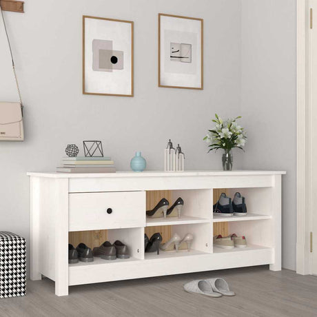 Vidaxl schoenenkast 110x38x45,5 cm massief grenenhout wit