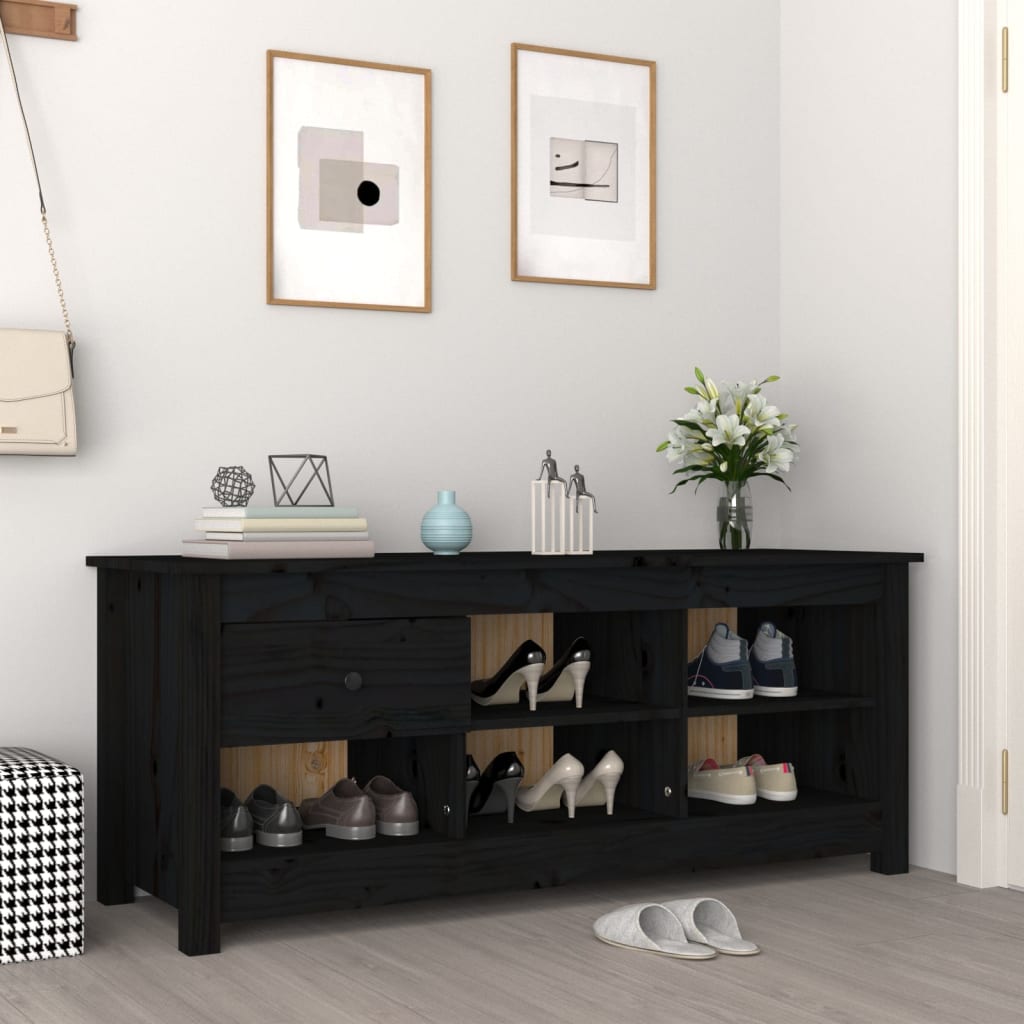 Vidaxl Cabinet da scarpe 110x38x45.5 cm Pinino solido