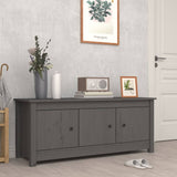 Vidaxl Cabinet da scarpe 110x38x45.5 cm Grigio in pino solido