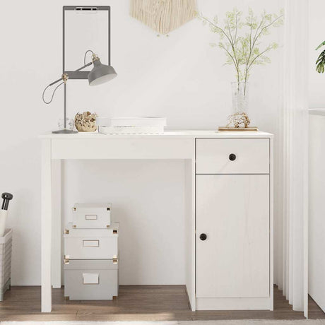 Vidaxl bureau 100x50x75 cm massief grenenhout wit