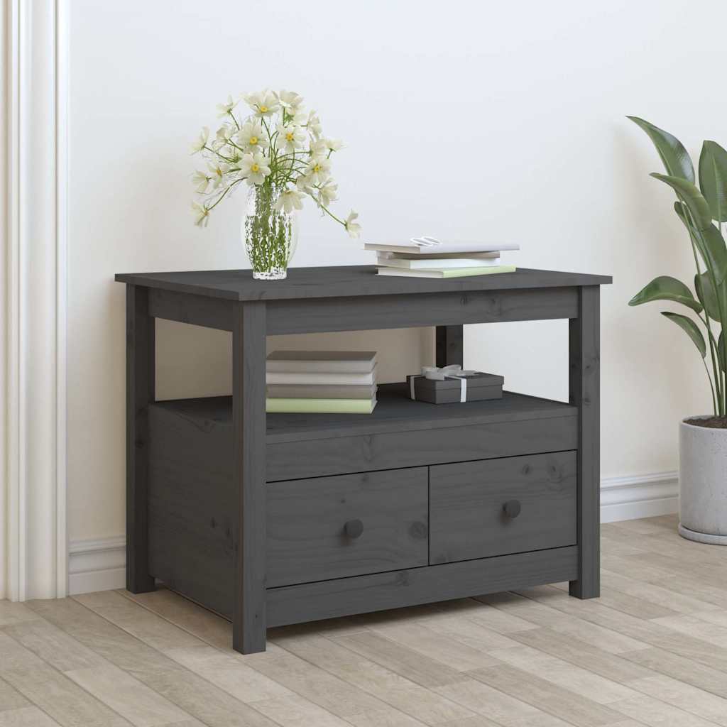 Vidaxl salontafel 71x49x55 cm massief grenenhout grijs