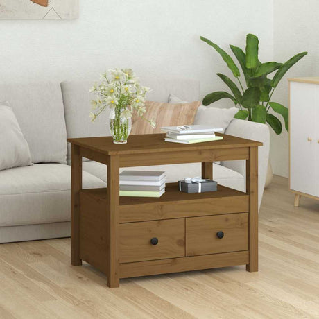 Vidaxl salontafel 71x49x55 cm massief grenenhout honingbruin
