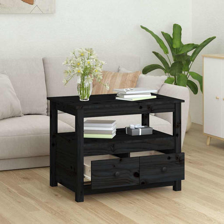 Vidaxl salontafel 71x49x55 cm massief grenenhout zwart