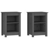 Vidaxl nachtkastjes 2 st 40x35x55 cm massief grenenhout grijs