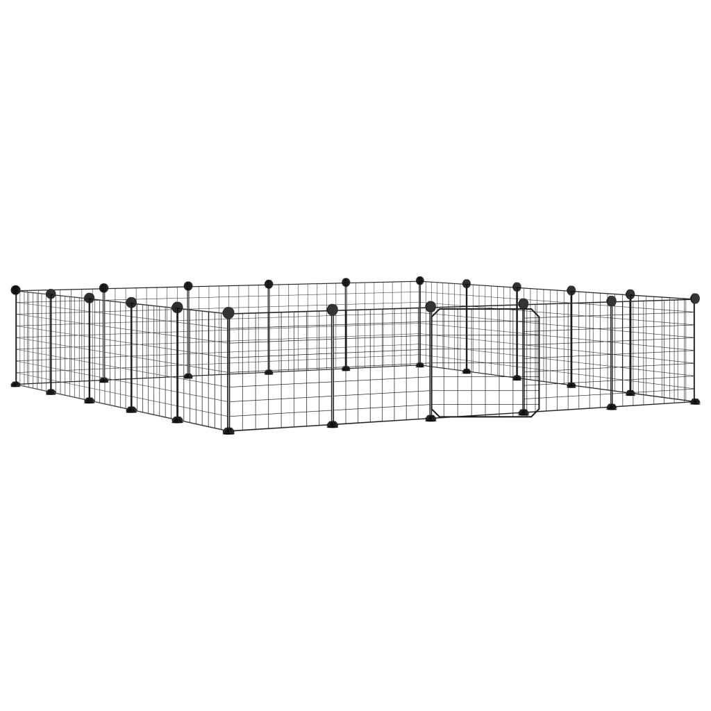 VidaXL Pets Cage With Door 20 Panels 35x35 Cm Steel Black