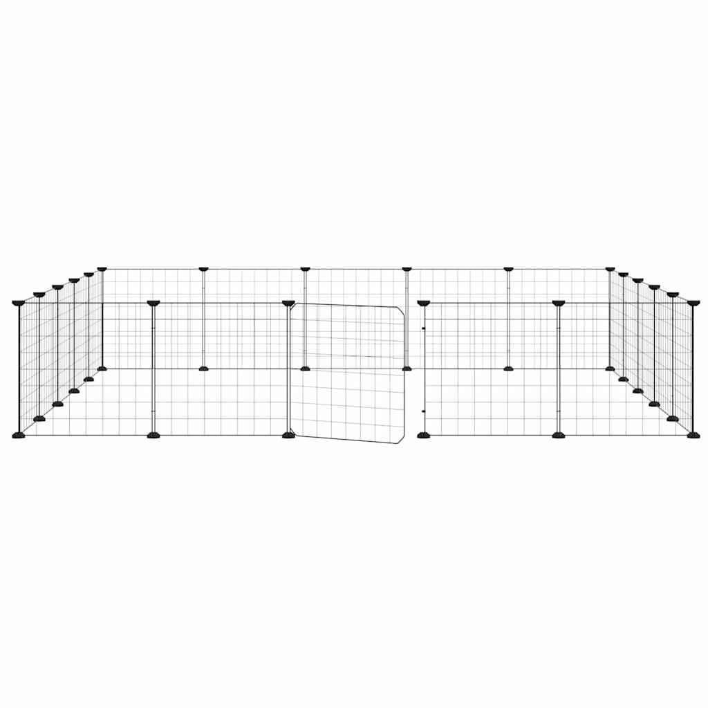 Vidaxl huisdierenkooi met deur 20 panelen 175x175x35 cm staal zwart