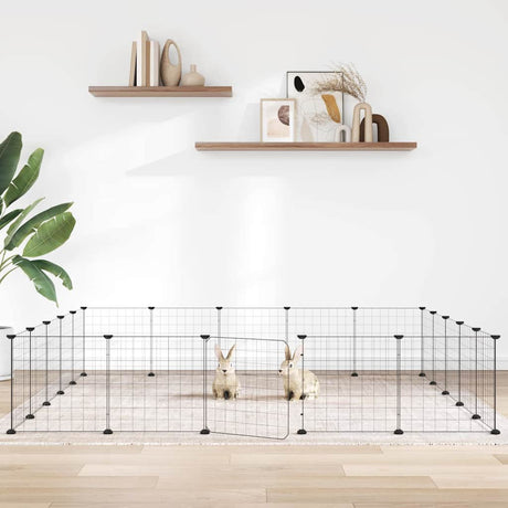 Vidaxl huisdierenkooi met deur 20 panelen 35x35 cm staal zwart