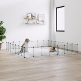 VidaXL Pets Cage With Door 28 Panels 35x35 Cm Steel Black