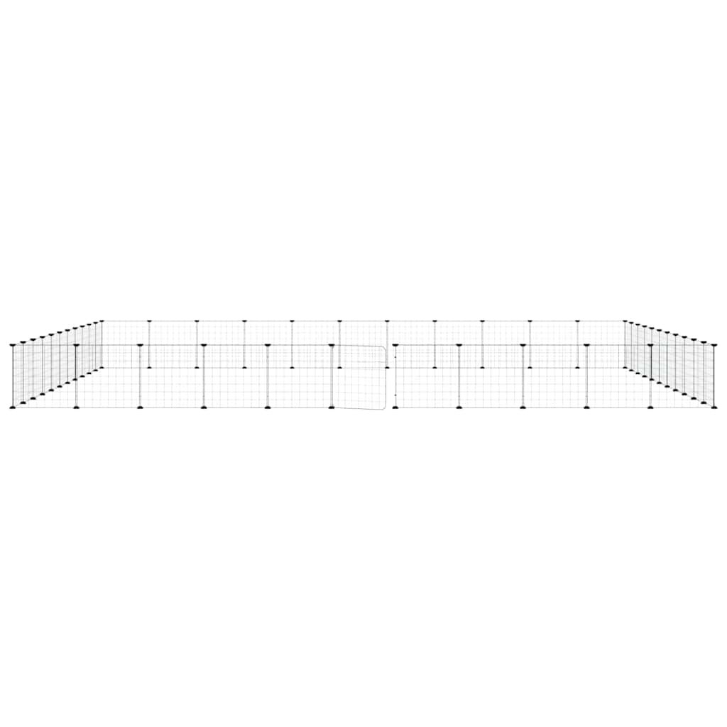 Vidaxl huisdierenkooi met deur 44 panelen 385x385x35 cm staal zwart