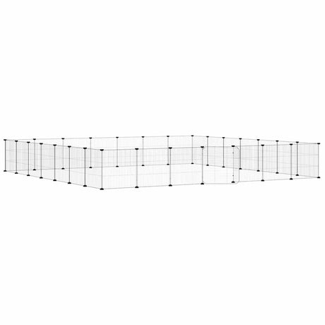 Vidaxl huisdierenkooi met deur 28 panelen 35x35 cm staal zwart