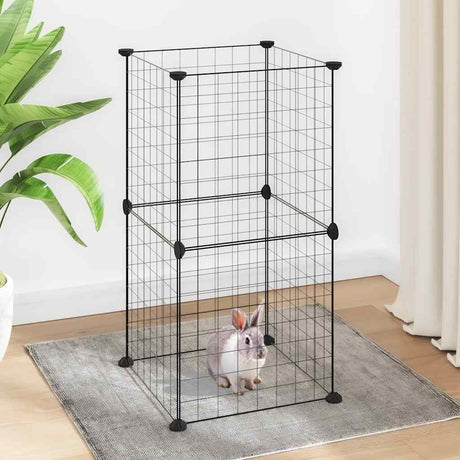 Vidaxl huisdierenkooi met 8 panelen 35x35 cm staal zwart