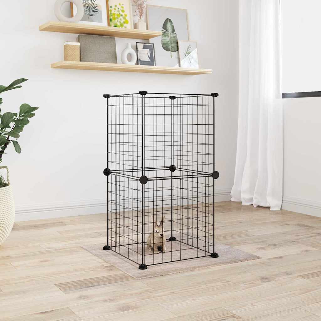 Cage Vidaxl pour animaux de compagnie avec 8 panneaux 35x35 cm en acier noir