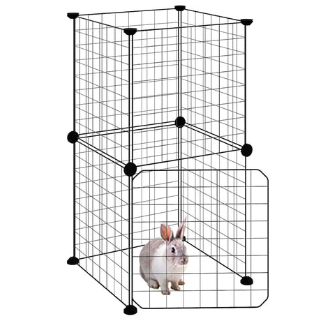 Vidaxl huisdierenkooi met deur 8 panelen 35x35x70 cm staal zwart