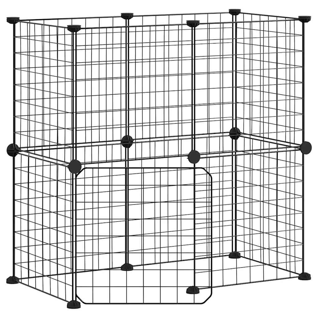 Vidaxl huisdierenkooi met deur 12 panelen 35x35 cm staal zwart