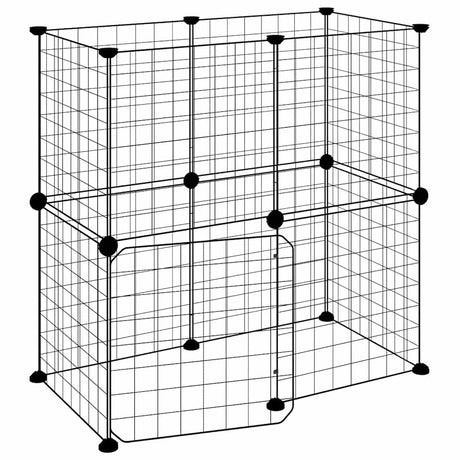Vidaxl huisdierenkooi met deur 12 panelen 35x35 cm staal zwart