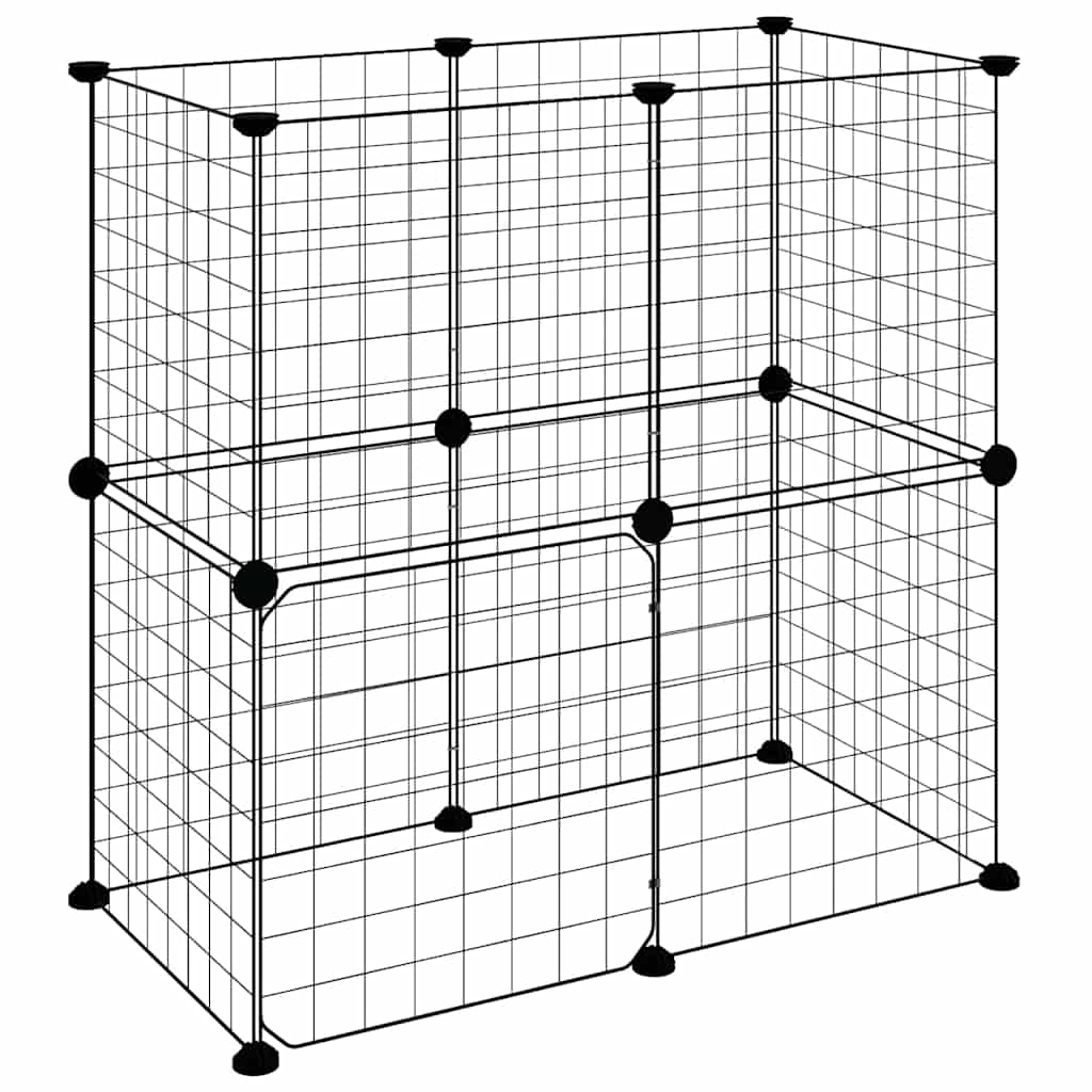 Vidaxl huisdierenkooi met deur 12 panelen 70x35x70 cm staal zwart