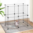 Vidaxl huisdierenkooi met deur 12 panelen 70x35x70 cm staal zwart